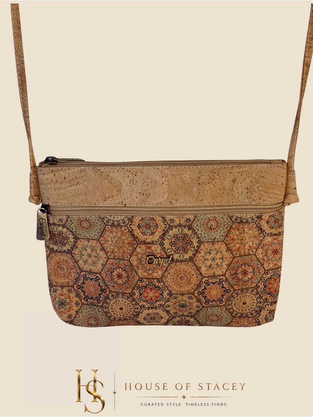 Carpel Cork Crossbody Bag Mosaic Print Vegan Boho NWT